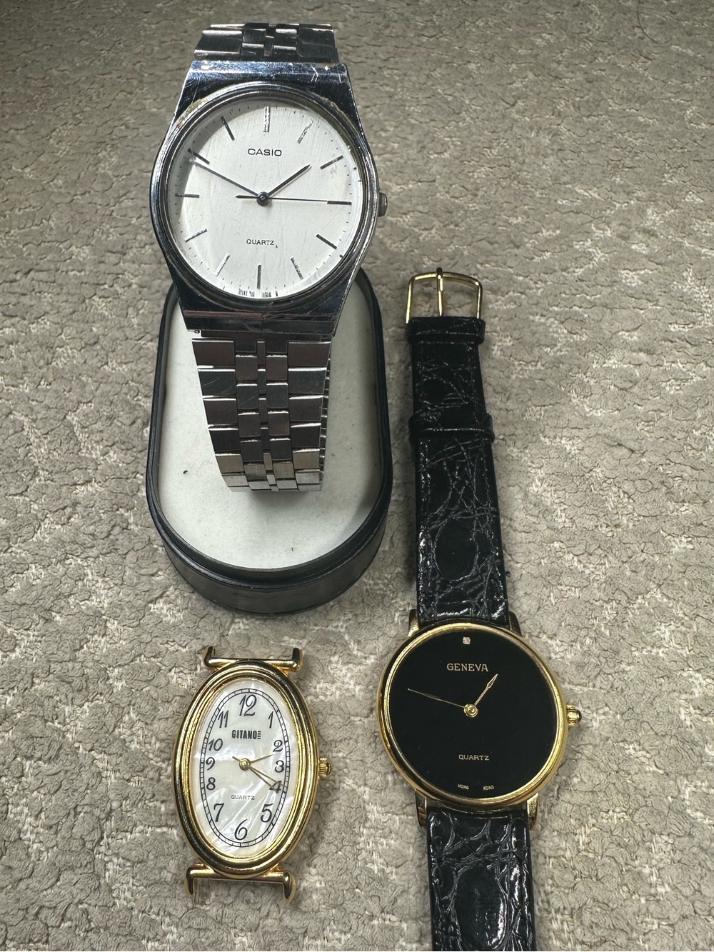 Lot of 3 Working Men’s Watches, All are Quartz w/ a New Battery, Casio, Geneva